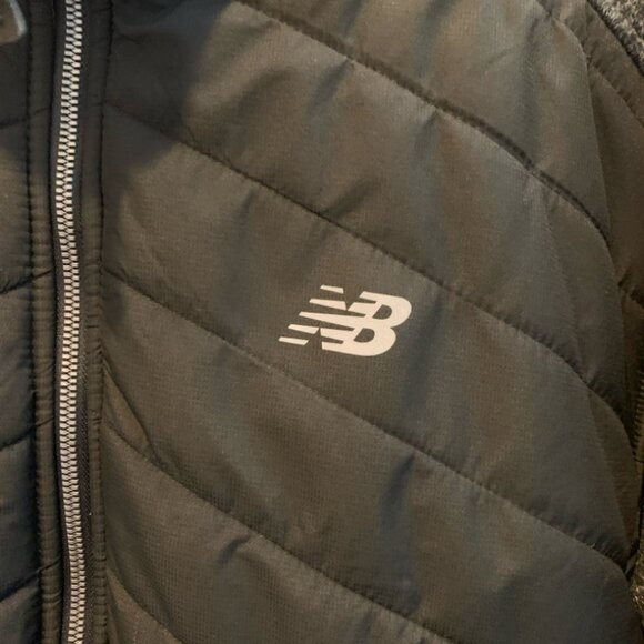 New Balance Black Gray Polar Fleece Zip up Jacket Men's Size XL - Picture 2 of 5